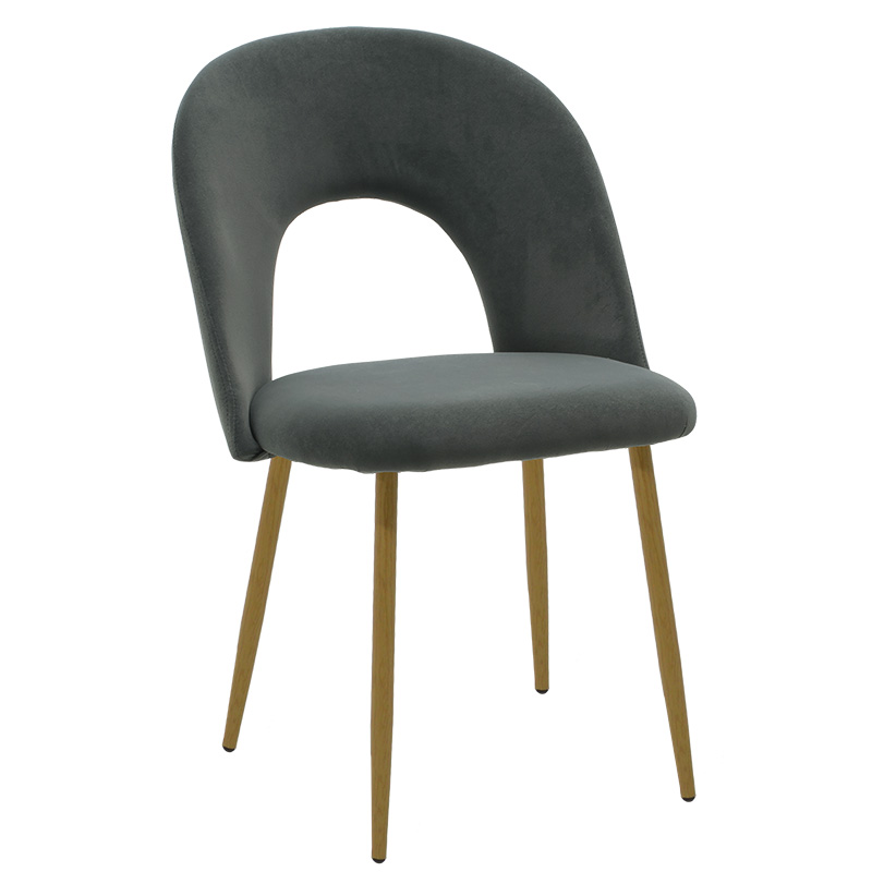 Καρέκλα Jonah pakoworld βελούδο ανθρακί-φυσικό πόδι (Σετ 2 Τεμάχια) – PAKO WORLD – 101-000081
