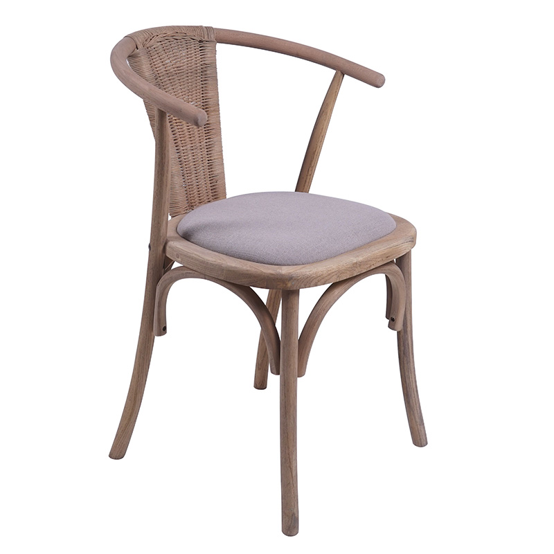 Καρέκλα Dourel pakoworld ύφασμα γκρι-rattan πόδι φυσικό – PAKO WORLD – 167-000012