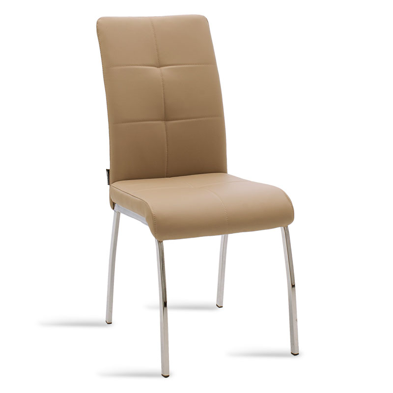 Καρέκλα Ariadne pakoworld PU μόκα-πόδι χρωμίου (Σετ 4 Τεμάχια) – PAKO WORLD – 029-000071