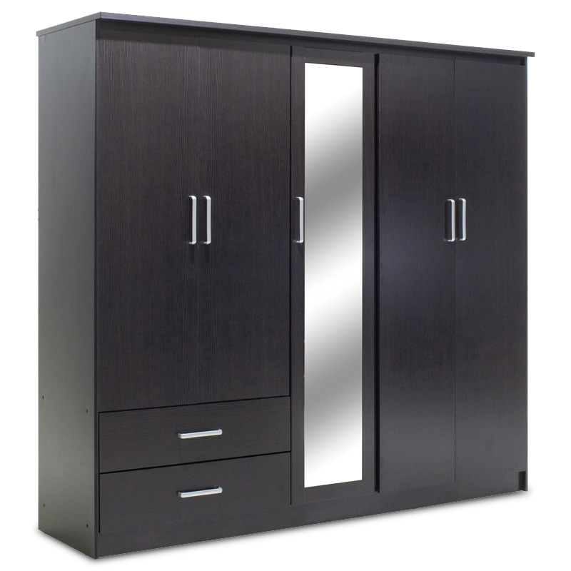 Ντουλάπα ρούχων πεντάφυλλη OLYMPUS pakoworld χρώμα wenge 198x57x183εκ – PAKO WORLD – 123-000047