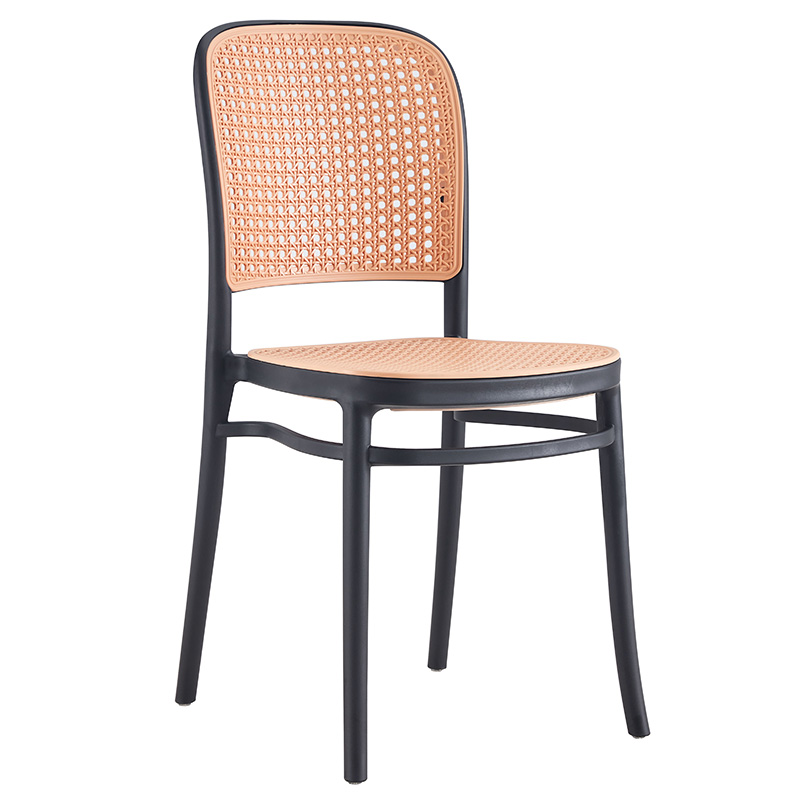 Καρέκλα Juniper pakoworld με UV protection PP μαύρο-μπεζ 51×40.5×86.5εκ. (Σετ 4 Τεμάχια) – PAKO WORLD – 262-000002