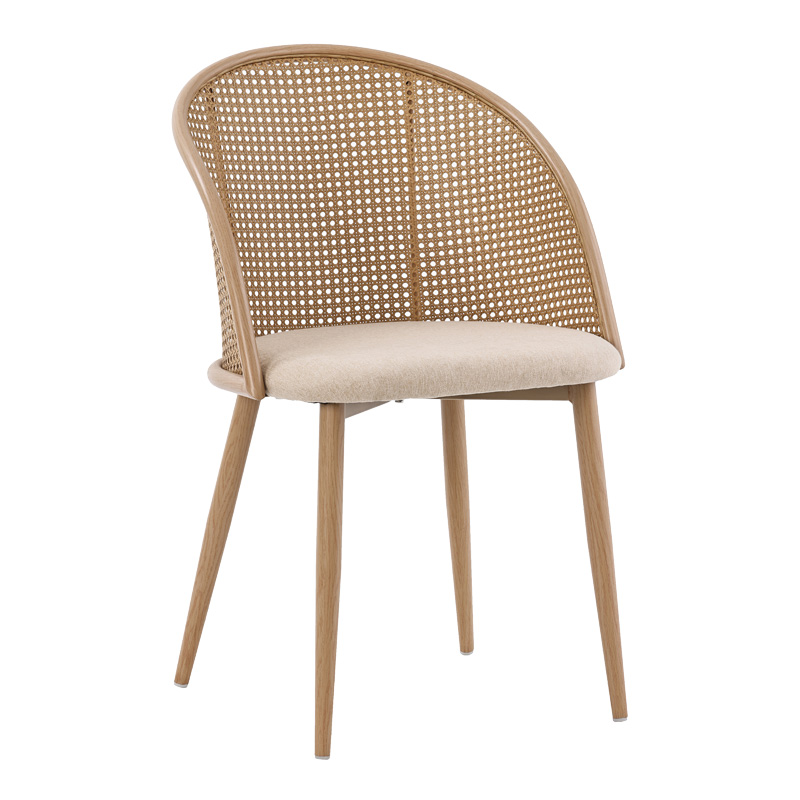 Καρέκλα Riccardo pakoworld φυσικό pe rattan-μπεζ ύφασμα-φυσικό μέταλλο 56x52x82εκ (Σετ 2 Τεμάχια) - PAKO WORLD - 058-000068