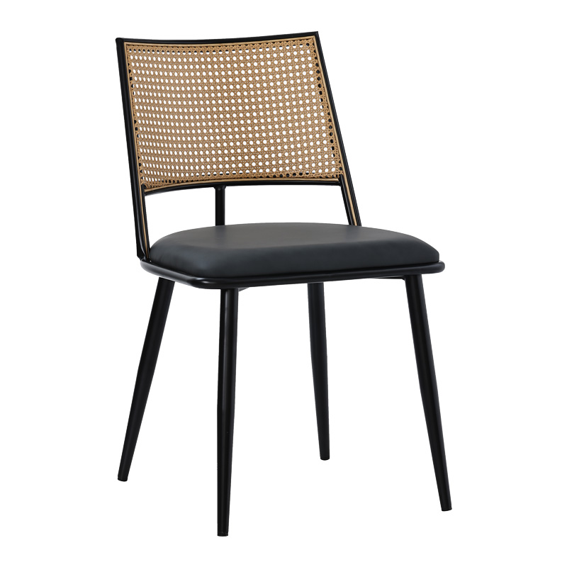 Καρέκλα Giulia pakoworld φυσικό pe rattan-ανθρακί pu-μαύρο μέταλλο 49x52x80εκ (Σετ 4 Τεμάχια) – PAKO WORLD – 058-000065