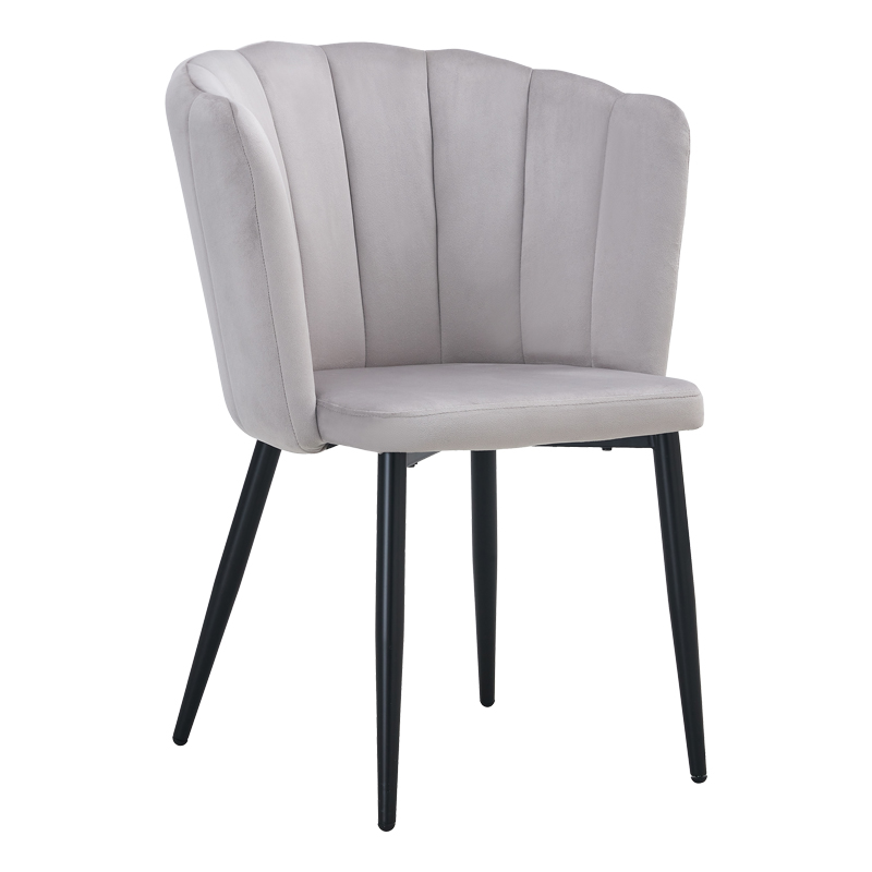 Καρέκλα Esme pakoworld γκρι βελούδο-πόδι μαύρο μέταλλο 61x55x84εκ (Σετ 2 Τεμάχια) - PAKO WORLD - 270-000004