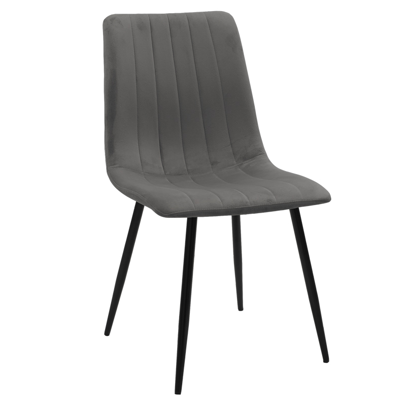 Καρέκλα Noor pakoworld ανθρακί βελούδο-πόδι μαύρο μέταλλο 44x55x86εκ (Σετ 4 Τεμάχια) - PAKO WORLD - 264-000016