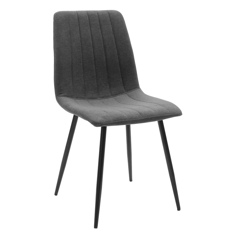 Καρέκλα Noor pakoworld ανθρακί ύφασμα-πόδι μαύρο μέταλλο 44x55x86εκ (Σετ 4 Τεμάχια) - PAKO WORLD - 264-000020