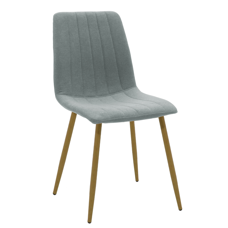 Καρέκλα Noor pakoworld μπλε ύφασμα-πόδι φυσικό μέταλλο 44x55x86εκ (Σετ 4 Τεμάχια) - PAKO WORLD - 264-000019