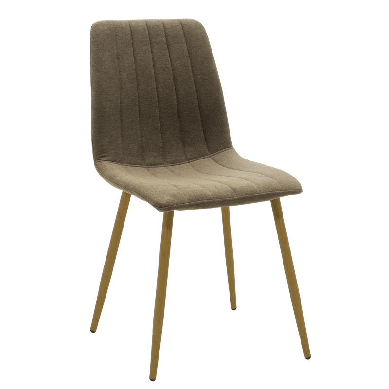 Καρέκλα Noor pakoworld καφέ ύφασμα-πόδι φυσικό μέταλλο 44x55x86εκ (Σετ 4 Τεμάχια) - PAKO WORLD - 264-000018