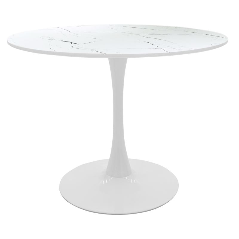 Τραπέζι Balou I pakoworld MDF λευκό μαρμάρου Φ120×75εκ – PAKO WORLD – 127-000167