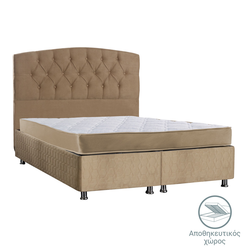 Κρεβάτι Lanse pakoworld διπλό με αποθηκευτικό χώρο φυσικό 160x200εκ - PAKO WORLD - 322-000004