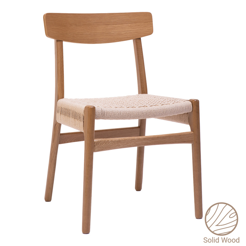 PAKO WORLD Καρέκλα Safal pakoworld oak δρυς ξύλο-έδρα εκρού σχοινί 51x50x78εκ (Σετ 2 Τεμάχια) - PAKO WORLD - 281-000003