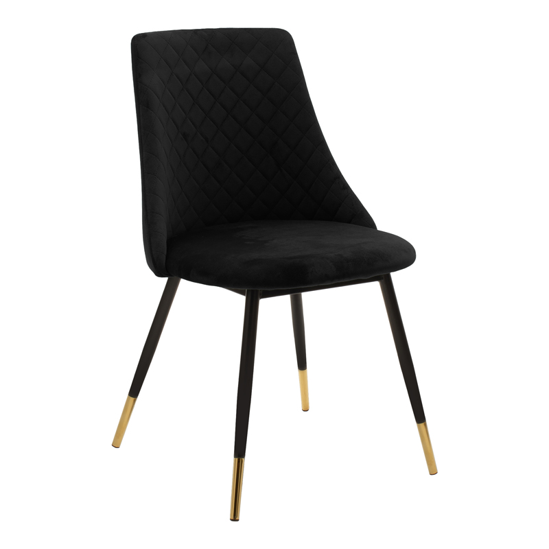 Καρέκλα Giselle pakoworld βελούδο μαύρο-πόδι μαύρο χρυσό (Σετ 4 Τεμάχια) – PAKO WORLD – 096-000037