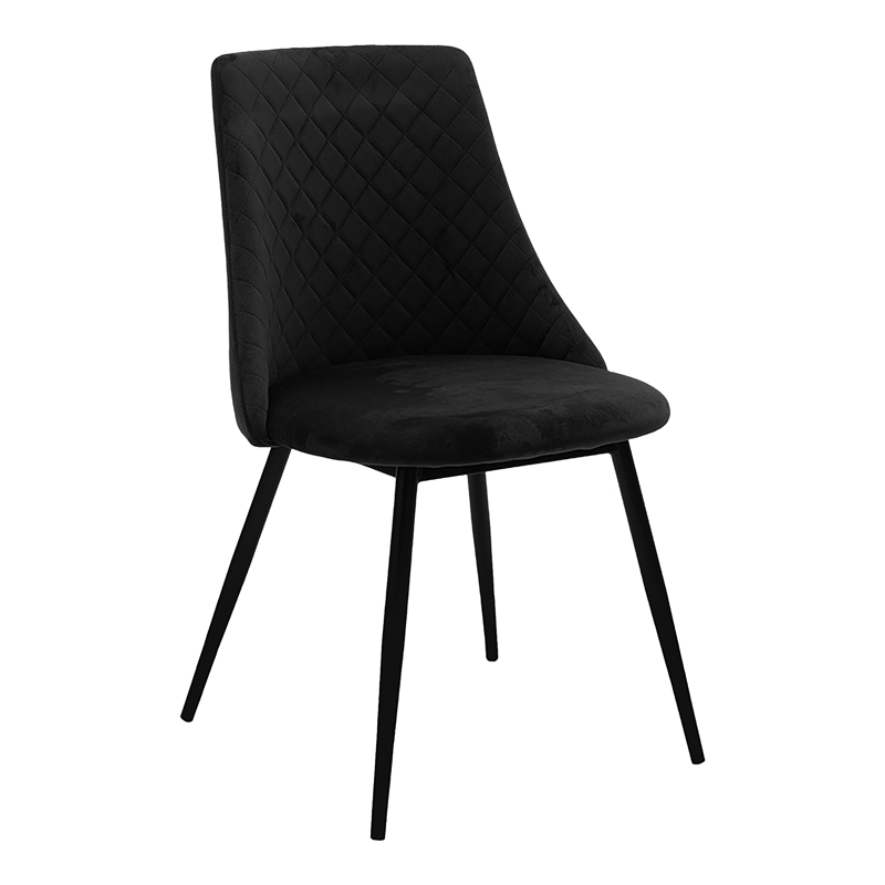 Καρέκλα Giselle pakoworld βελούδο μαύρο-πόδι μαύρο (Σετ 4 Τεμάχια) – PAKO WORLD – 096-000038