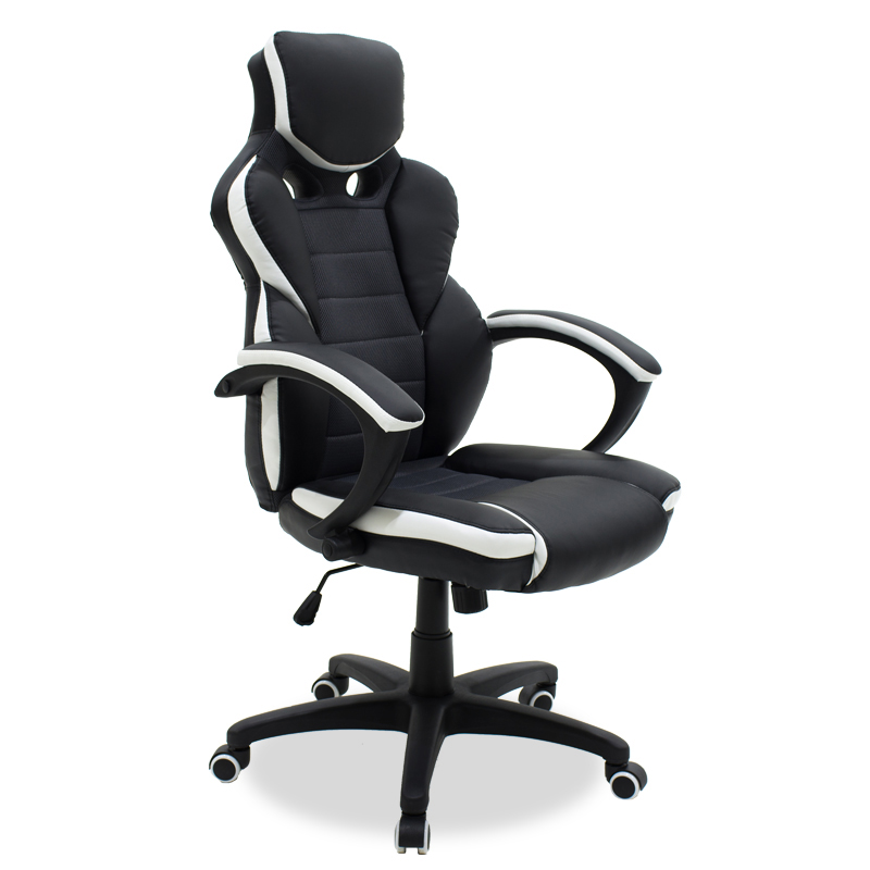 Καρέκλα γραφείου εργασίας GARMIN – Bucket pakoworld PU μαύρο-λευκό – PAKO WORLD – 126-000016