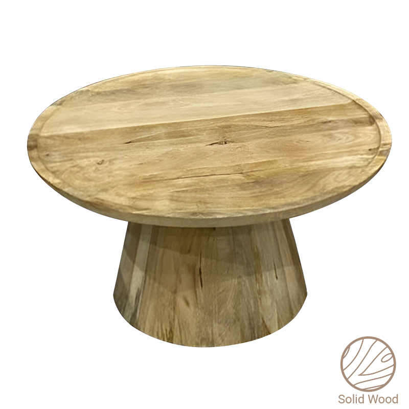 Tραπέζι σαλονιού Aliki Inart φυσικό μασίφ mango ξύλο Φ90×40εκ – PAKO WORLD – 297-000013