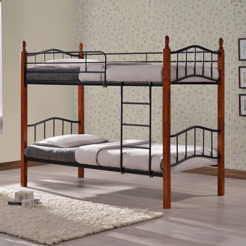 PAKO WORLD Κουκέτα Haleyme pakoworld καρυδί rubberwood-μαύρο μέταλλο 90x190εκ - PAKO WORLD - 330-000010