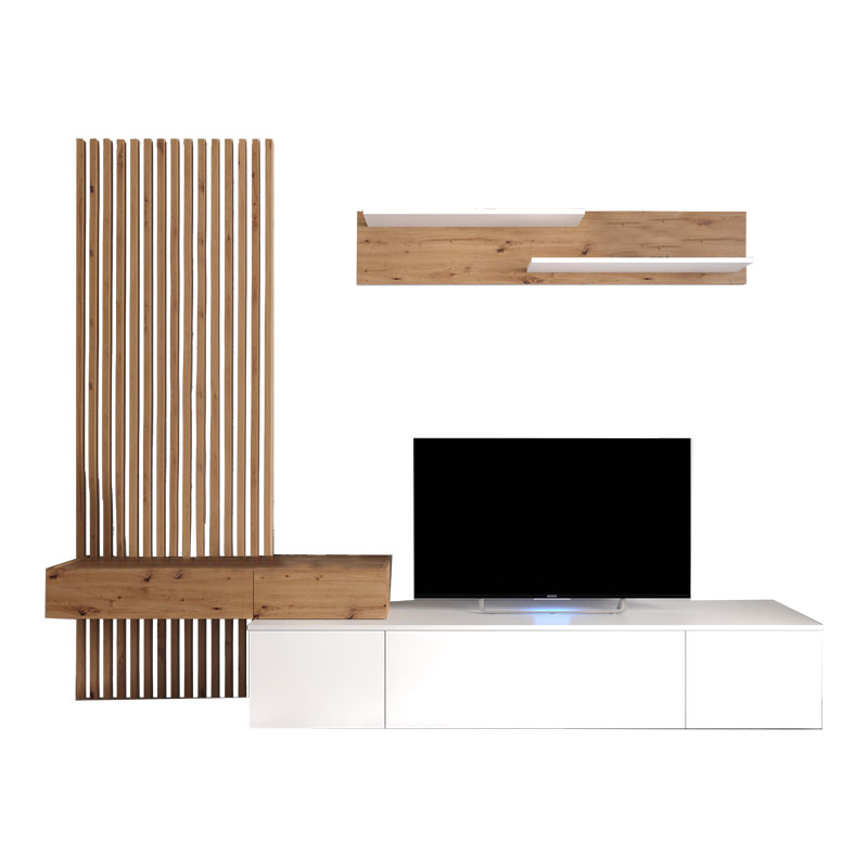 PAKO WORLD Σύνθετο σαλονιού Litende pakoworld sonoma-λευκό 249.5x42x199.5εκ - PAKO WORLD - 192-000032