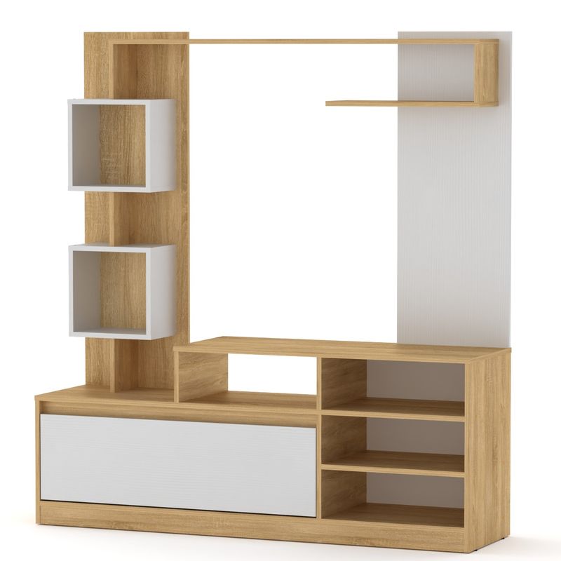 PAKO WORLD Σύνθετο σαλονιού Aiden pakoworld sonoma-λευκό 150x38.5x160εκ - PAKO WORLD - 184-000073