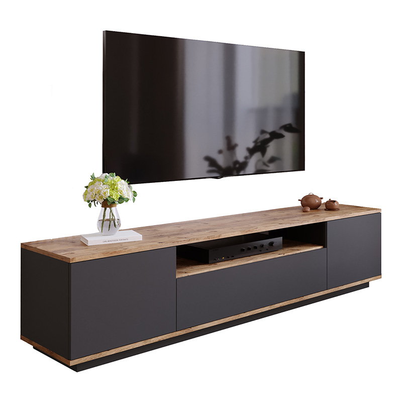 PAKO WORLD Έπιπλο τηλεόρασης Soren pakoworld sonoma-ανθρακί 180x.44.5x44.6εκ - PAKO WORLD - 176-000056