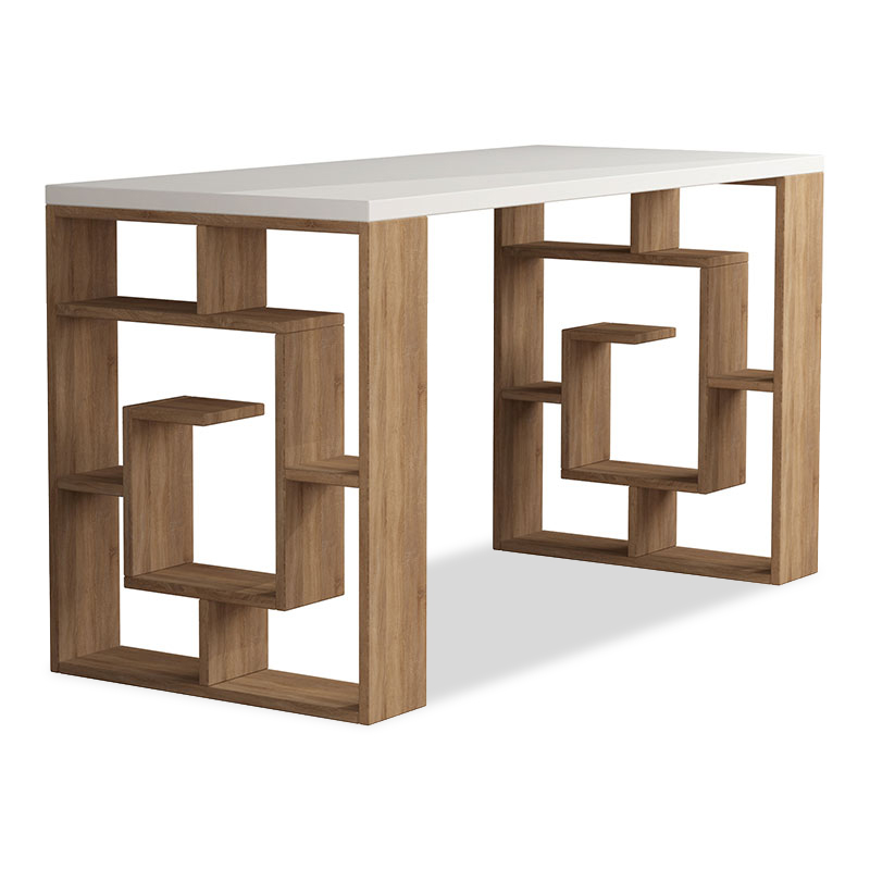 PAKO WORLD Γραφείο Labirent pakoworld χρώμα λευκό -φυσικό 140x60x75εκ - PAKO WORLD - 119-000806