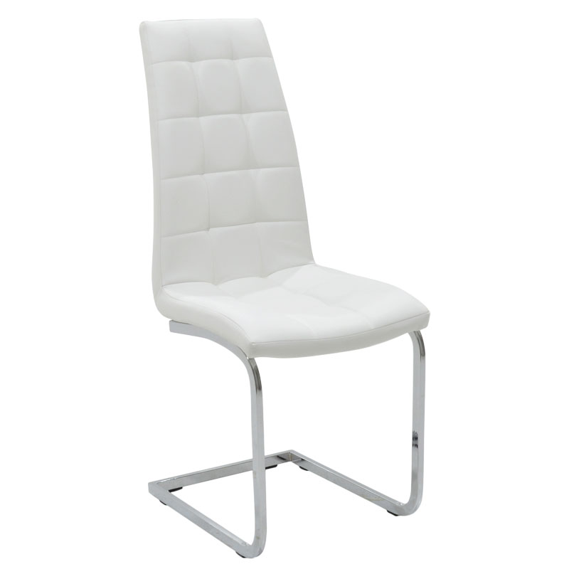 PAKO WORLD Καρέκλα Darrell pakoworld pu λευκό-βάση χρωμίου 42x49x106εκ (Σετ 6 Τεμάχια) - PAKO WORLD - 127-000107