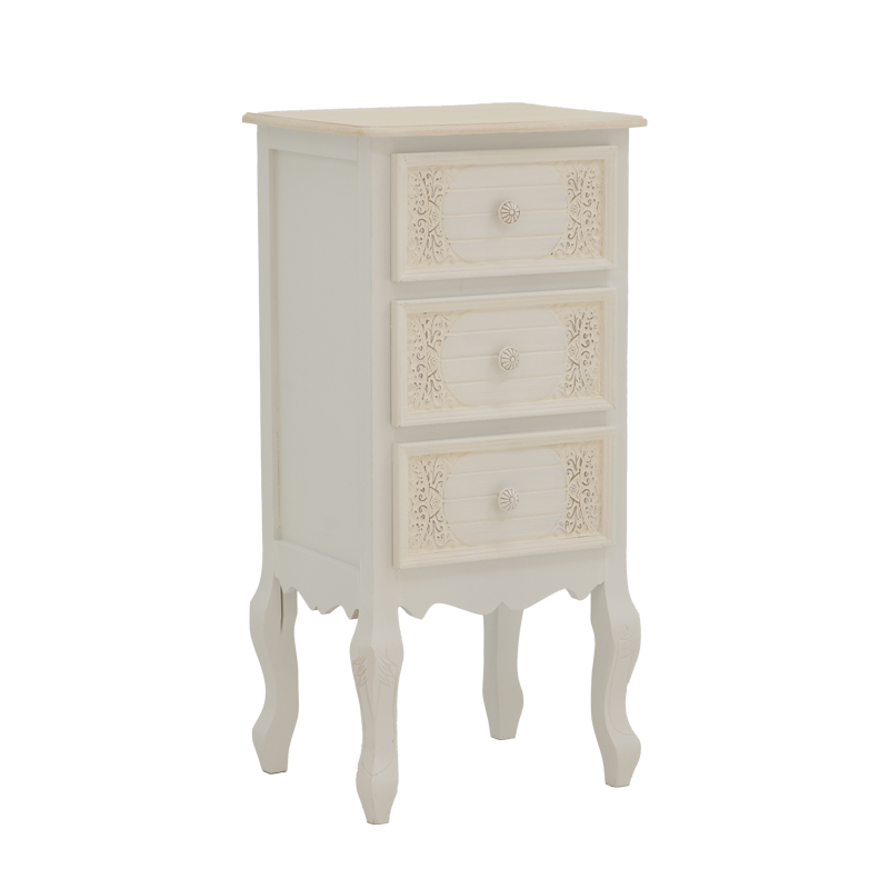PAKO WORLD Κομοδίνο Pazlen Inart mdf σε λευκή αντικέ απόχρωση 40x34.5x82εκ (Σετ 2 Τεμάχια) - PAKO WORLD - 087-000009