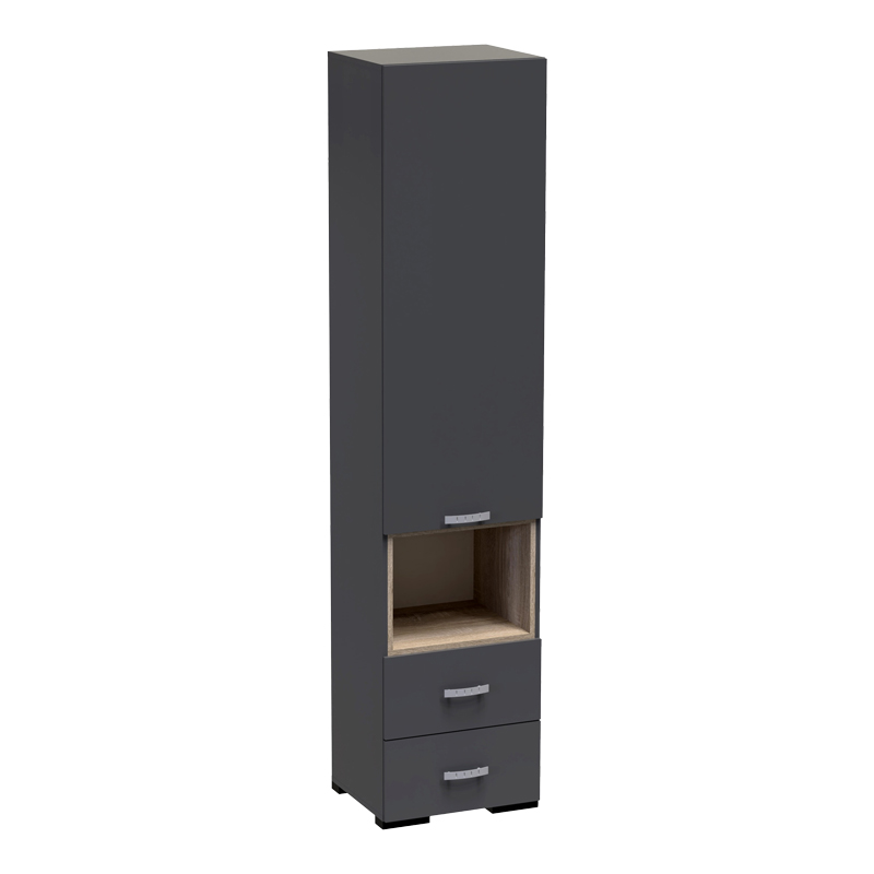 Βιτρίνα-στήλη Toscana pakoworld σε ανθρακί απόχρωση 50x42x222.5εκ - PAKO WORLD - 361-000022