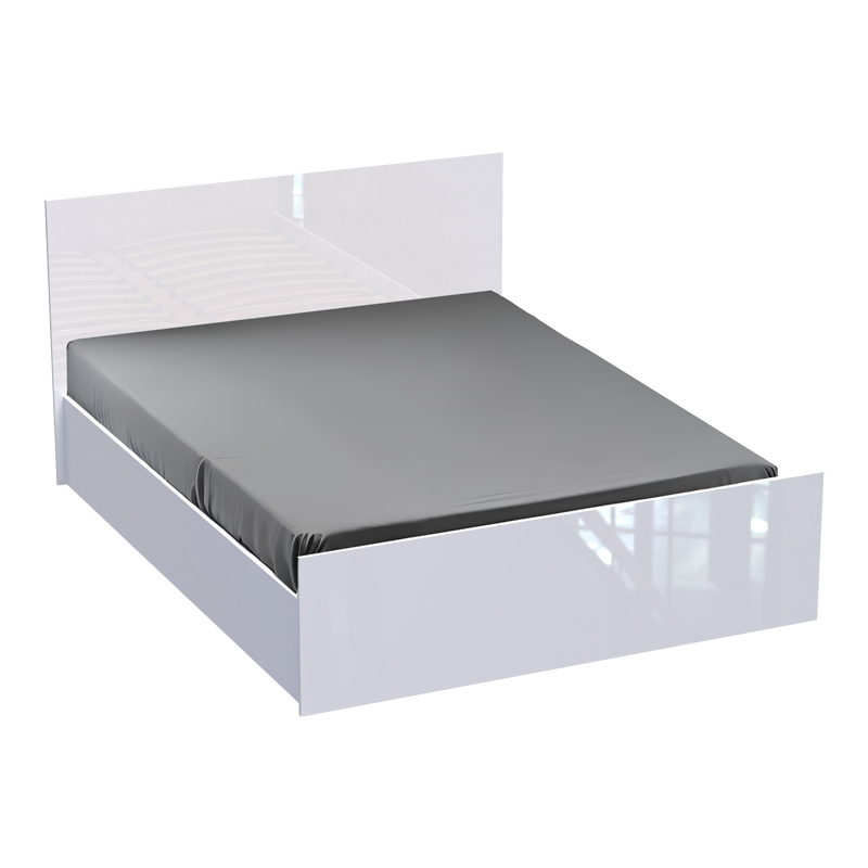 PAKO WORLD Κρεβάτι διπλό Afina pakoworld σε λευκή glossy απόχρωση 160x200εκ - PAKO WORLD - 361-000021