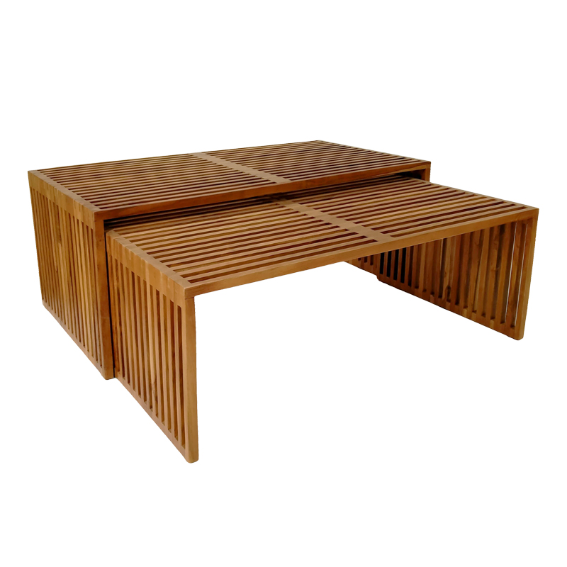 PAKO WORLD Τραπέζι Tinnie pakoworld σετ 2τεμ teak ξύλο σε φυσική απόχρωση - PAKO WORLD - 343-000027