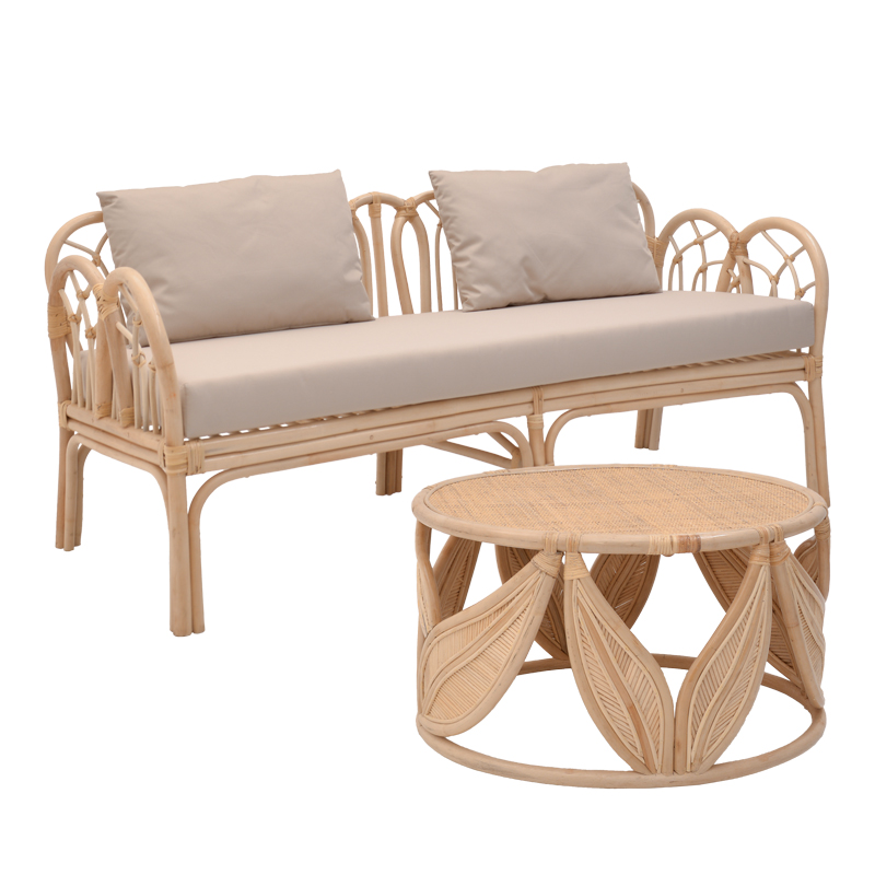 PAKO WORLD Σαλόνι Ytrone-Siderty pakoworld σετ 2τεμ rattan σε φυσική απόχρωση - PAKO WORLD - 344-000015