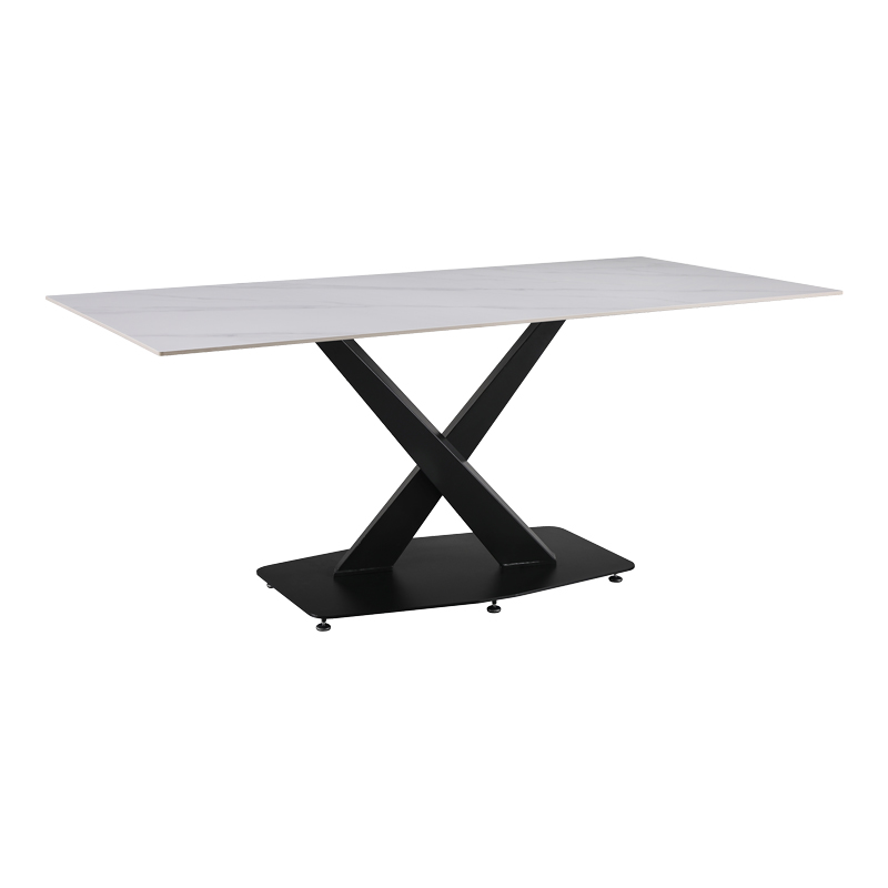 PAKO WORLD Τραπέζι Tafel pakoworld Sintered stone λευκό με μεταλλικά πόδια σε μαύρη απόχρωση 180x90x76εκ - PAKO WORLD - 278-000017