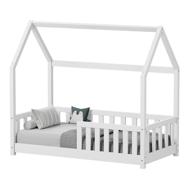 PAKO WORLD Παιδικό κρεβάτι Bambie με κιγκλίδωμα τ.Montessori pakoworld ξύλο πεύκου σε λευκή απόχρωση 70x140εκ - PAKO WORLD - 370-000007