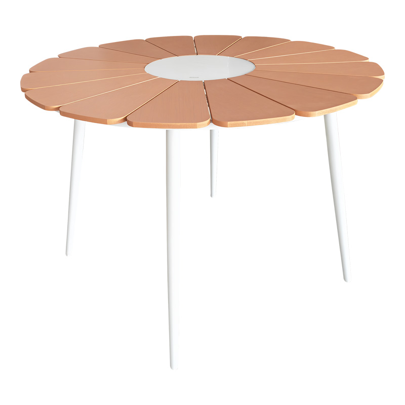 PAKO WORLD Τραπέζι Pinap pakoworld λευκό αλουμίνιο και plywood σε φυσική απόχρωση Φ110x74εκ - PAKO WORLD - 152-000090