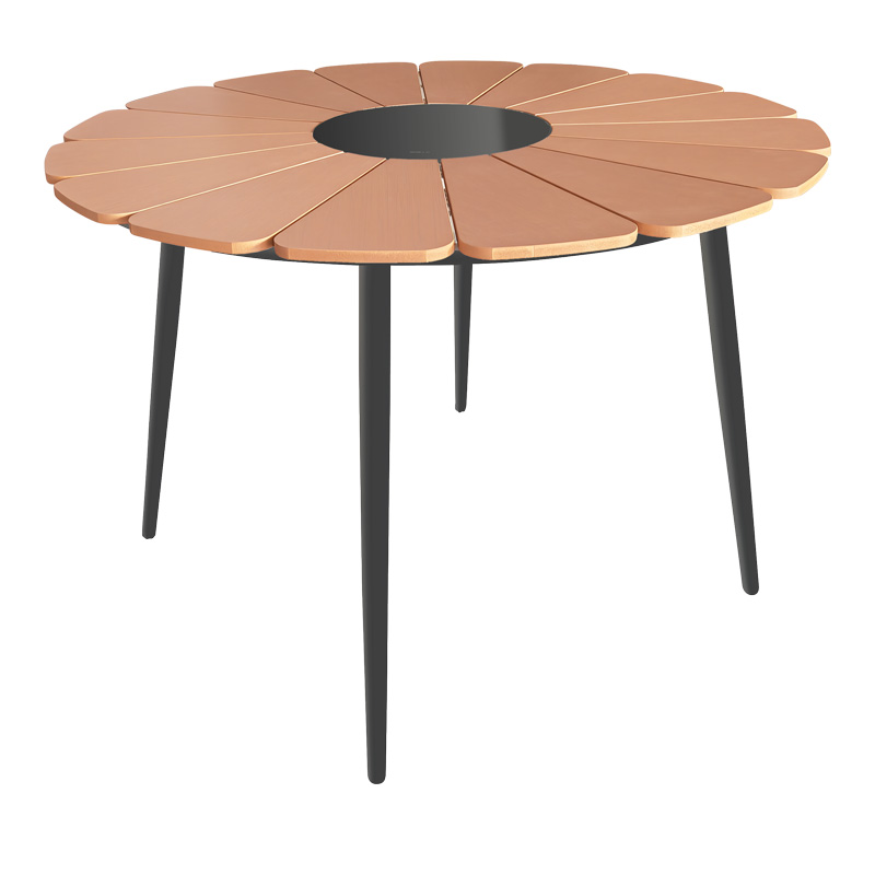 PAKO WORLD Τραπέζι Pinap pakoworld μαύρο αλουμίνιο και plywood σε φυσική απόχρωση Φ110x74εκ - PAKO WORLD - 152-000089