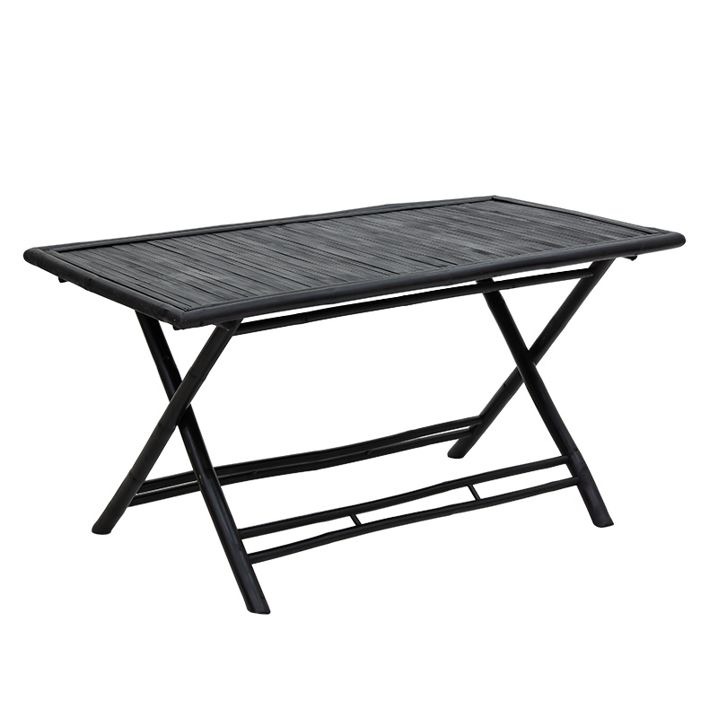 PAKO WORLD Τραπέζι Badou pakoworld πτυσσόμενο bamboo μαύρο 150x80x77εκ - PAKO WORLD - 141-000017