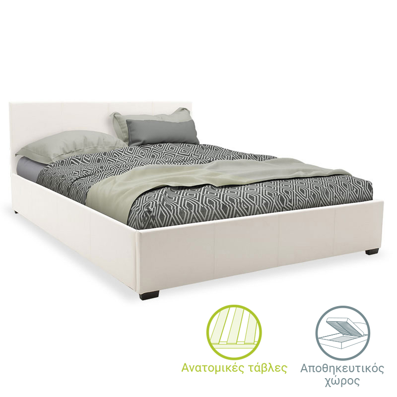 PAKO WORLD Κρεβάτι Norse pakoworld pu λευκό με αποθηκευτικό χώρο 160x200εκ - PAKO WORLD - 006-000027