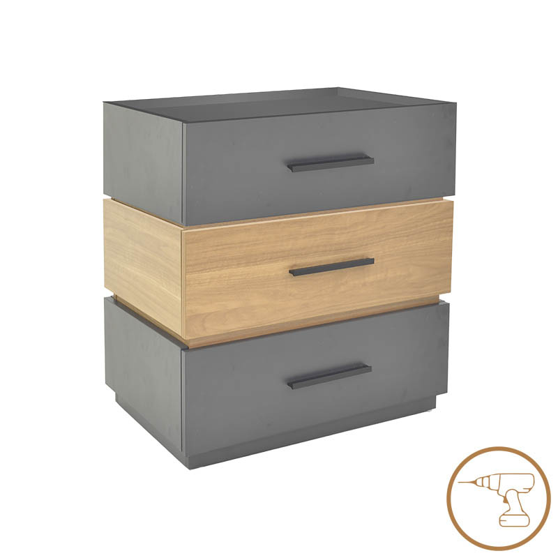 PAKO WORLD Κομοδίνο Sonlen pakoworld mdf σε sonoma-ανθρακί απόχρωση 60x40x66εκ (Σετ 2 Τεμάχια) - PAKO WORLD - 072-000107