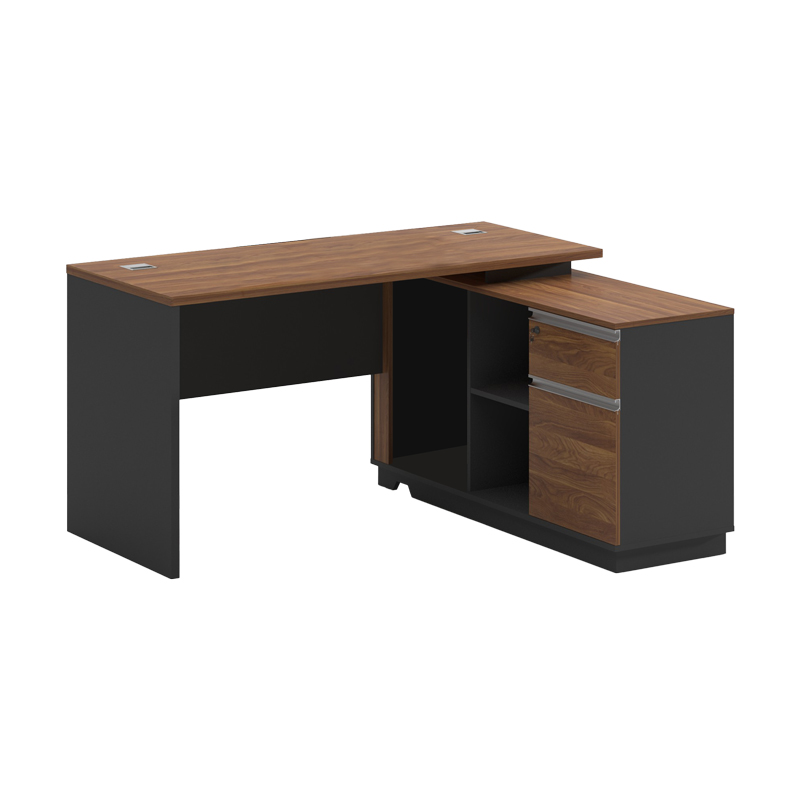 Γραφείο επαγγελματικό με δεξιά γωνία Oscar pakoworld μελαμίνη σε καρυδί-ανθρακί απόχρωση140x120x76εκ - PAKO WORLD - 246-000019