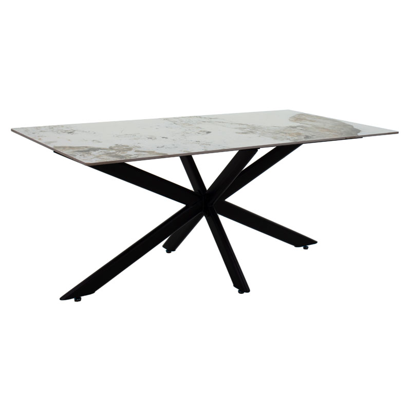 PAKO WORLD Τραπέζι Bethan pakoworld sintered stone λευκό μαρμάρου-μαύρο 180x90x75εκ - PAKO WORLD - 101-000067