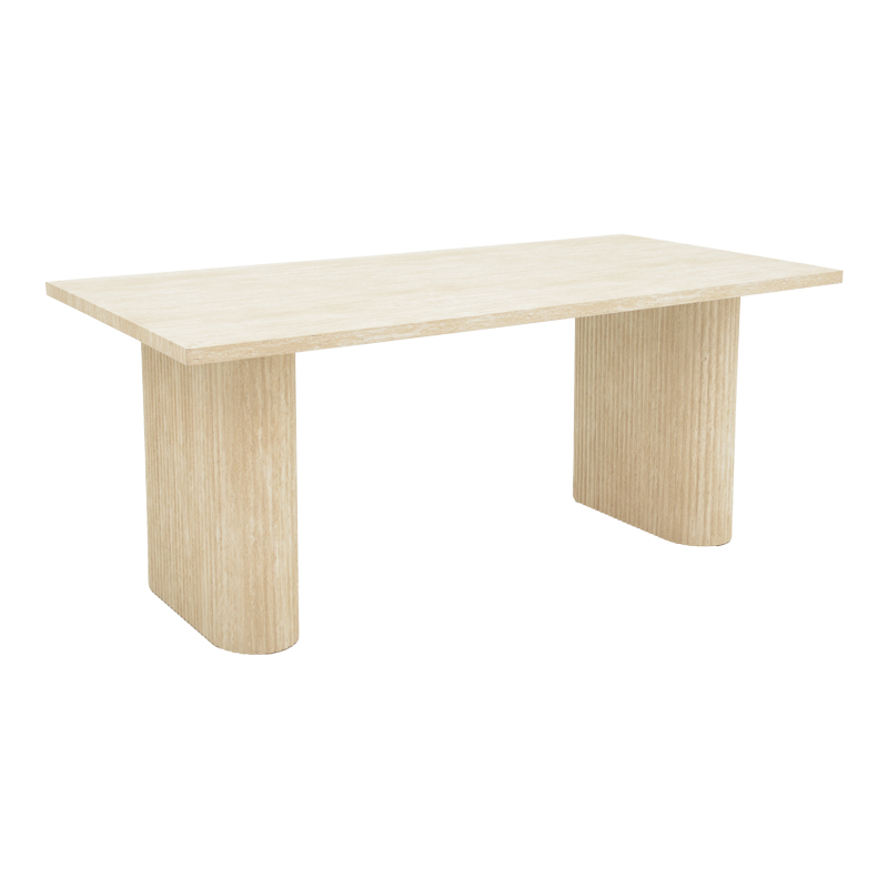 PAKO WORLD Τραπέζι Loozir pakoworld mdf σε λευκή όψη τραβερτίνας 180x90x75εκ - PAKO WORLD - 101-000095
