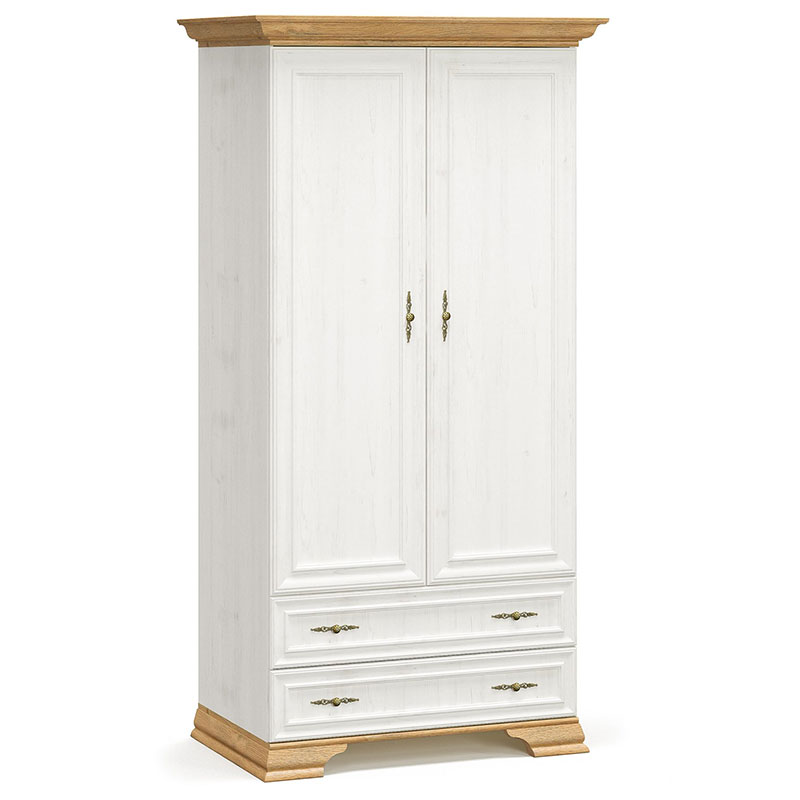 PAKO WORLD Ντουλάπα Jaden pakoworld δίφυλλη golden oak-λευκό antique 101x62x197,5εκ - PAKO WORLD - 173-000030