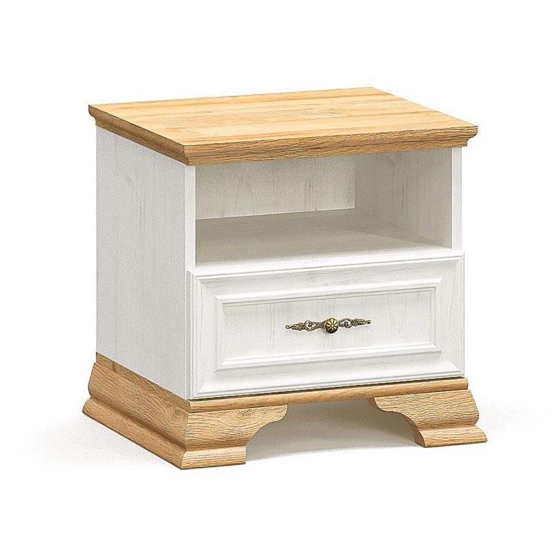 PAKO WORLD Κομοδίνο Jaden pakoworld golden oak-λευκό antique 49x41x47εκ (Σετ 2 Τεμάχια) - PAKO WORLD - 173-000024