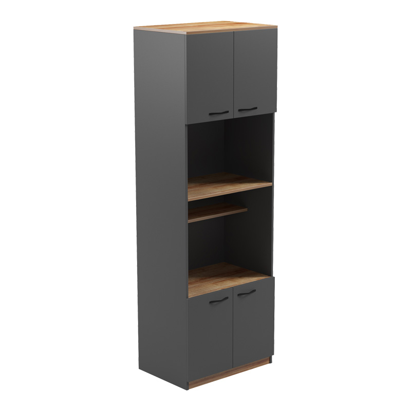 Ντουλάπα κουζίνας Rowan pakoworld σε oak-ανθρακί απόχρωση 60x42x182εκ - PAKO WORLD - 230-000097