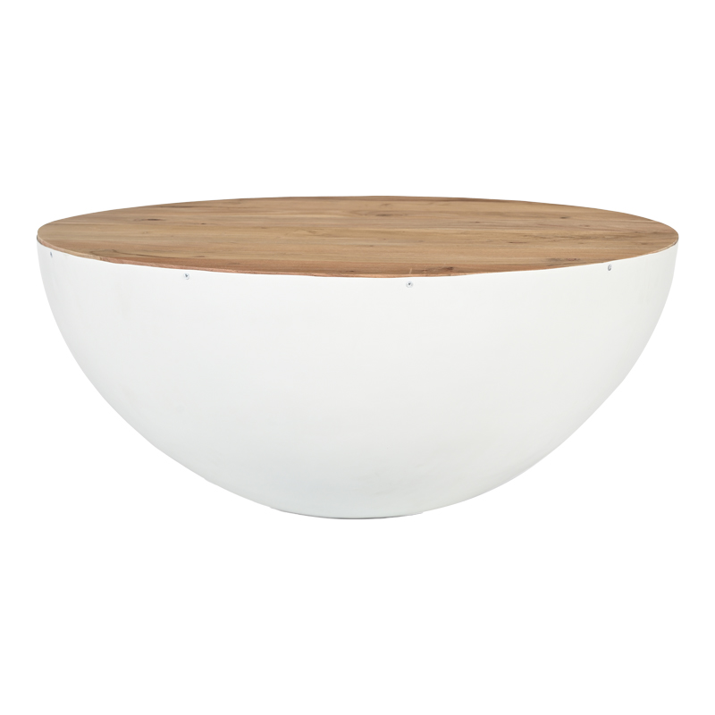 Τραπέζι σαλονιού Coffelty Inart λευκό μέταλλο-μασίφ ξύλ