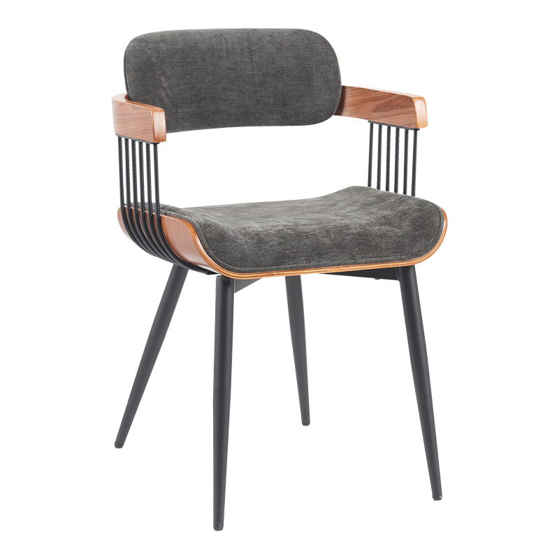 Πολυθρόνα Cameo pakoworld μέταλλο μαύρο-καρυδί ξύλο-ανθ