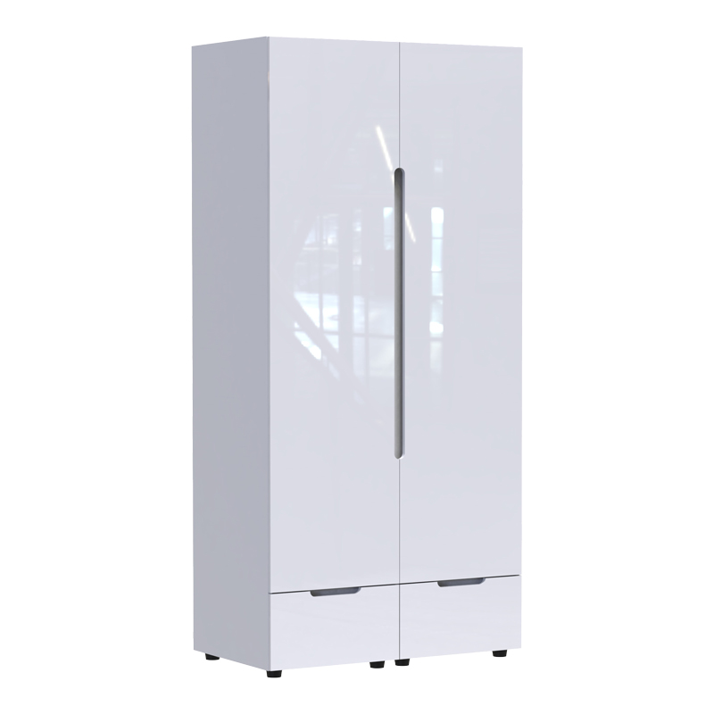 Ντουλάπα δίφυλλη Afina pakoworld mdf σε λευκή glossy απ