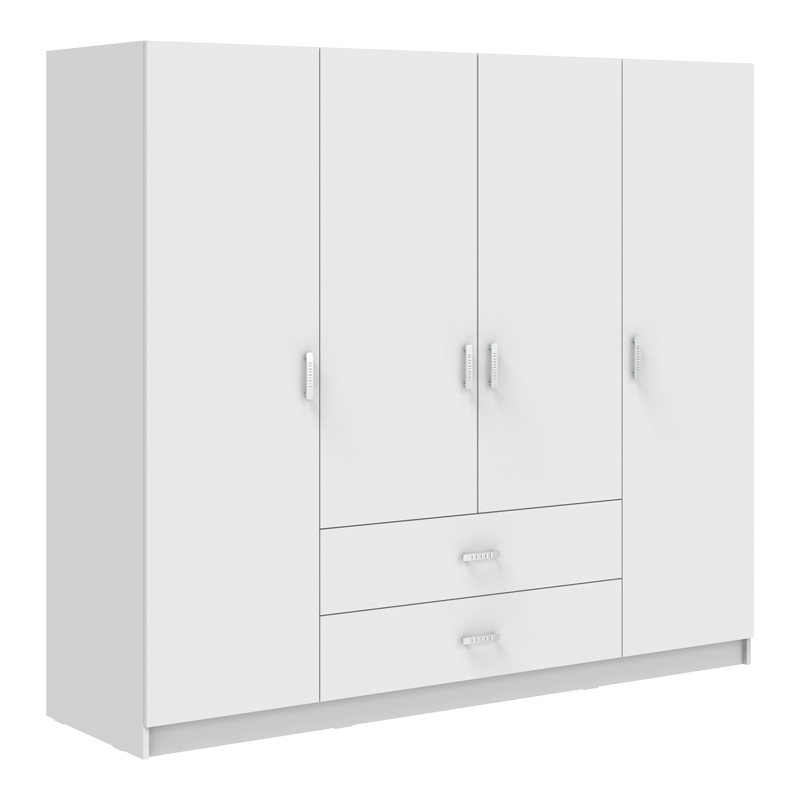 PAKO WORLD Ντουλάπα τετράφυλλη Royal pakoworld με συρτάρια λευκό 200x58x177εκ - PAKO WORLD - 361-000112