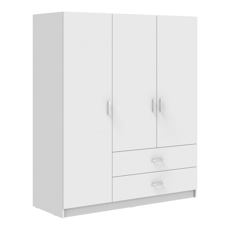 Ντουλάπα τρίφυλλη Royal pakoworld με συρτάρια λευκό 150