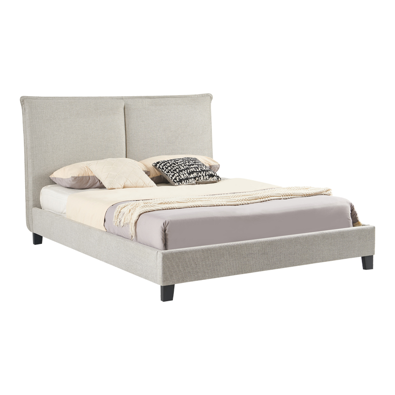 Κρεβάτι διπλό Majus pakoworld ύφασμα γκρι-μπεζ 160x200εκ - PAKO WORLD - 279-000010