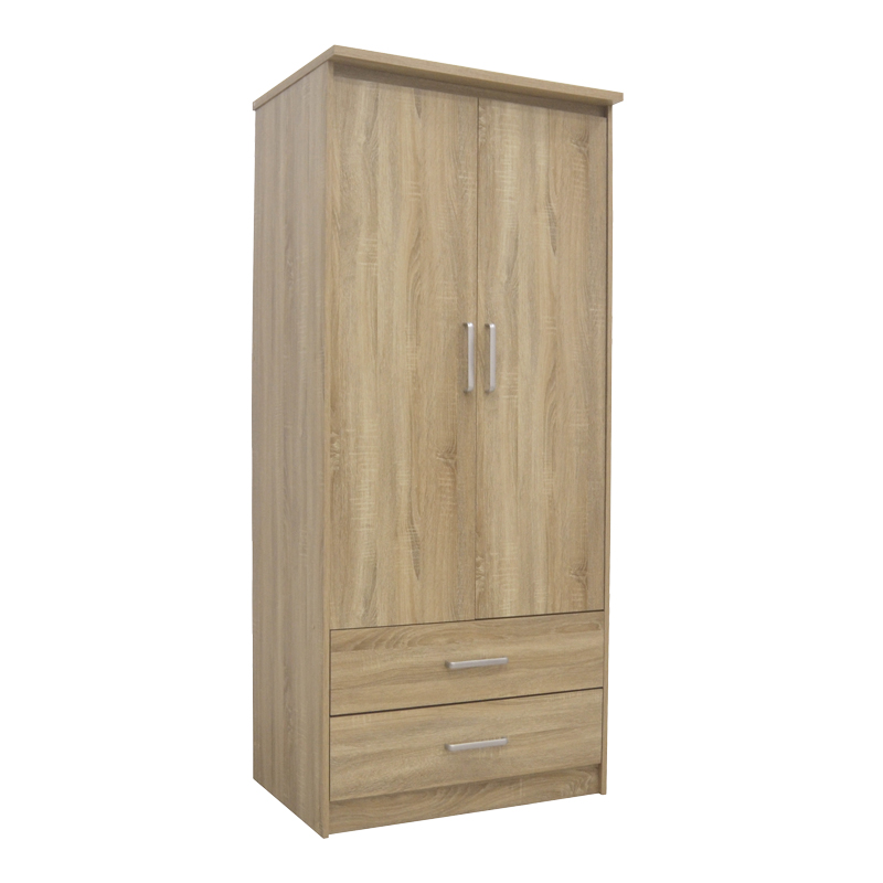 Ντουλάπα ρούχων δίφυλλη OLYMPUS pakoworld σε sonoma απόχρωση 81x57x183εκ - PAKO WORLD - 123-000226